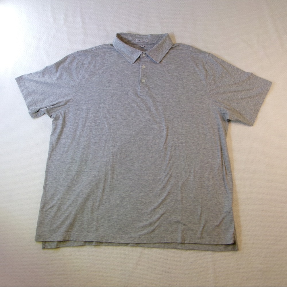 Peter Millar Mens XXL Gray Pima Cotton Silk Blend Short‎ Sleeve Polo MS19K20